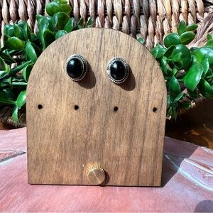 925 Sterling Silver Black Onyx Oval Stud Earrings Classic Minimalist